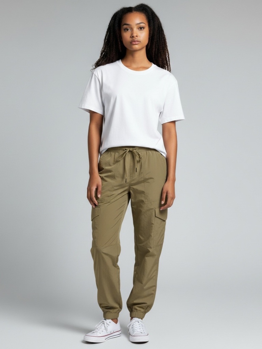 Spanx On The Move Cargo Joggers Olive Green Roomy Pockets Antistatic Stretch XS